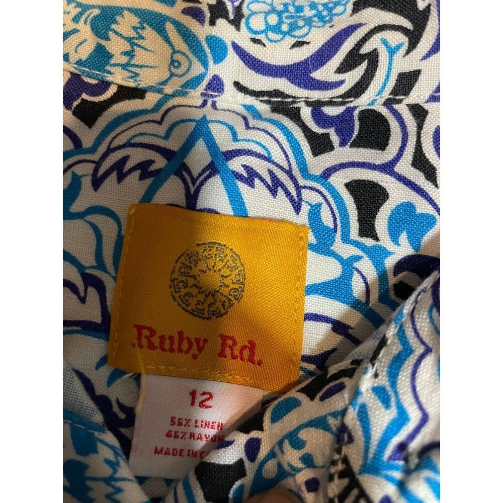 Ruby Rd Button Up Top Womens Size 12 Blue Long Sleeve Collared Ruby Rd Linen - Picture 3 of 5